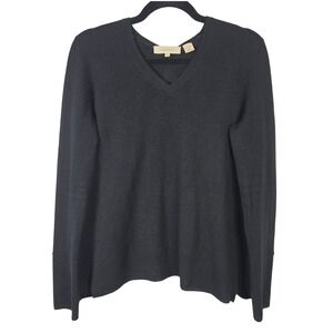 Inhabit Black 100% Cashmere V-Neck Sweater Small Criss Cross Open Back Pullover